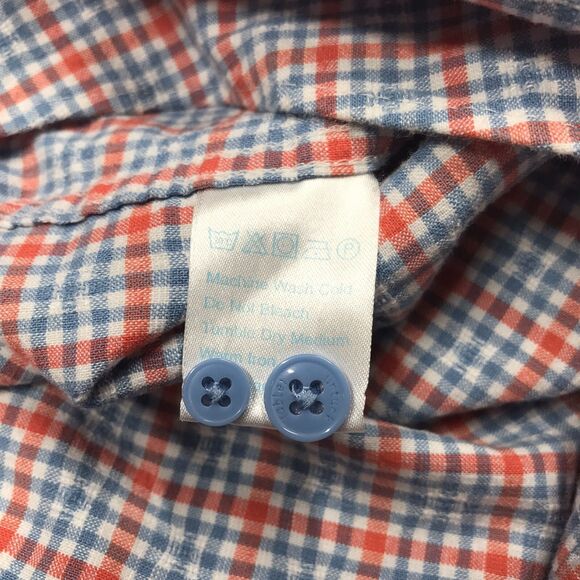 TWILLORY untuck(able) Twill Shirt Men XL Pastel Orange Blue Plaid Linen - Picture 10 of 16